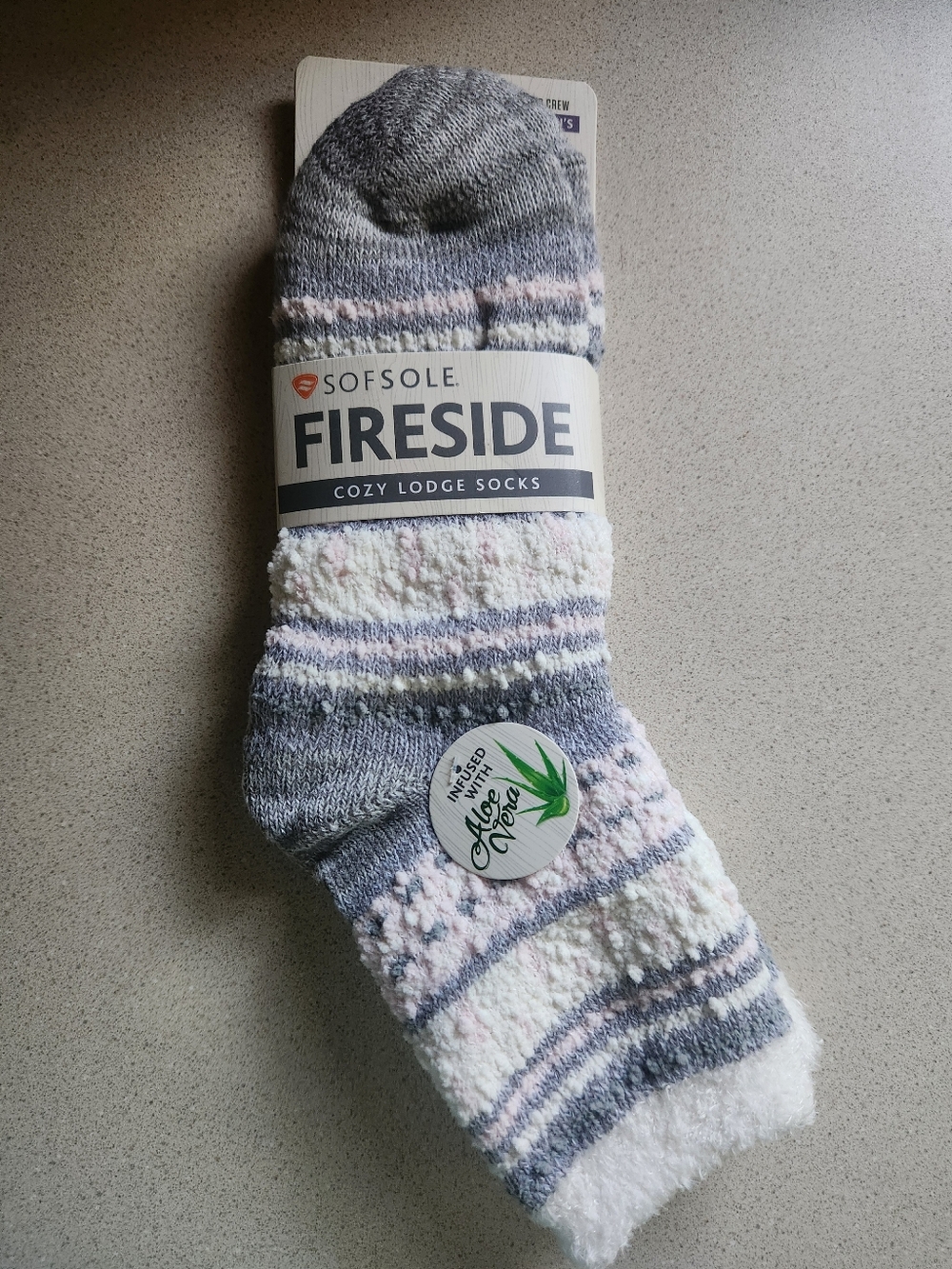Sofsole Fireside Cozy Lodge Socks - Gray, Pink & Cream